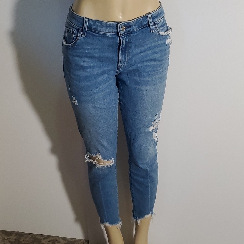 Abercrombie & Fitch Distressed Super Skinny Ankle Mid Rise Jeans Size 16/33